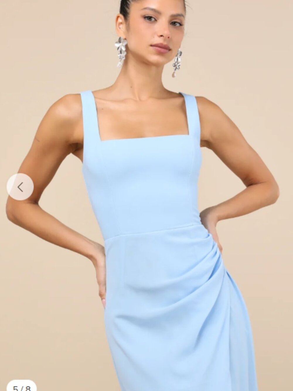 Lulus Glamorous Disposition Light Blue Ruched Maxi Dress - Size S - Picture 4 of 8